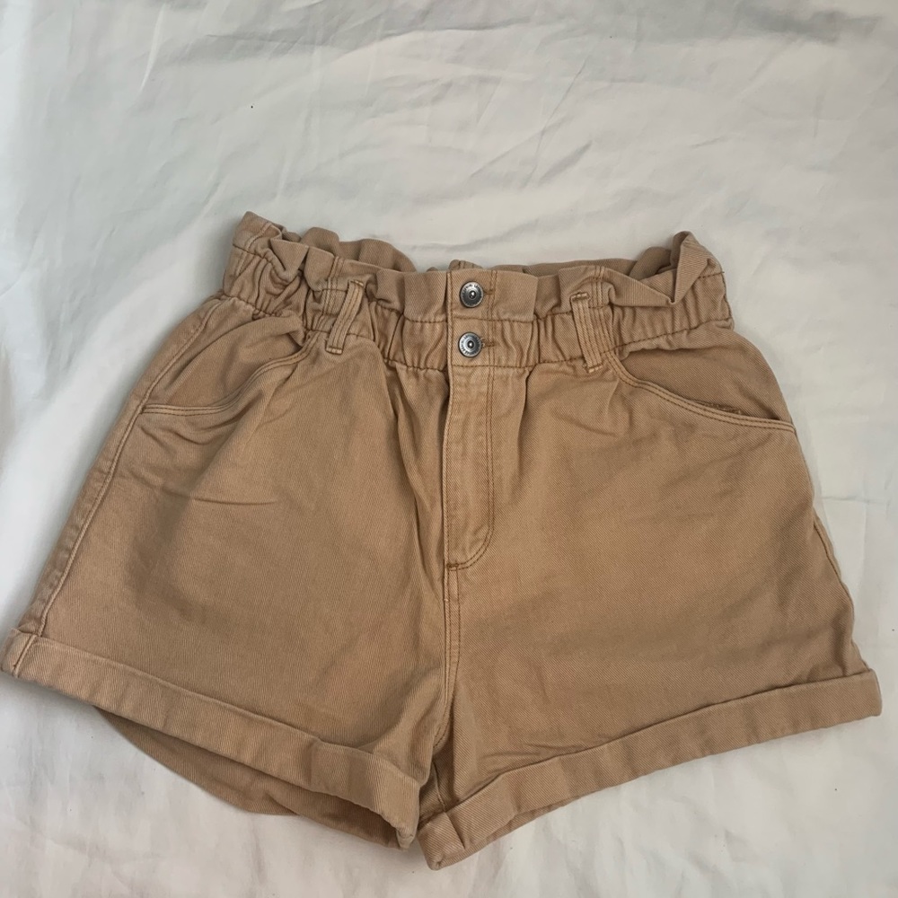 Tan paperbag shorts